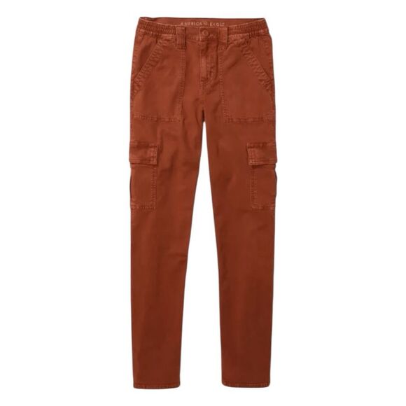 American Eagle AE Stretch Cargo Straight Pant Rust Brown 0 Short - Picture 4 of 12